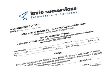 richiesta prima casa Dichiarazione di Successione