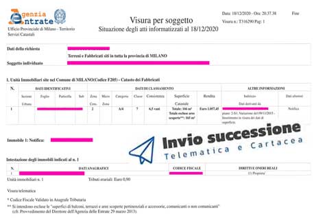 Visura Catastale nominativo soggetto